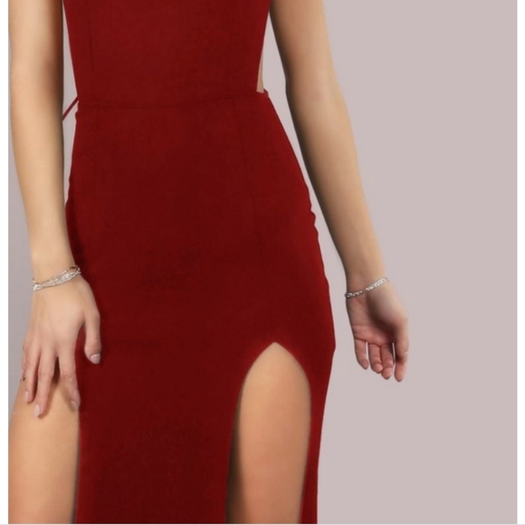 Sold! SHEIN Mesh Back Large Slit Maxi Dress NWOT - Picture 3 of 8